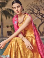 Mustard Cherry Silk Readymade Gown